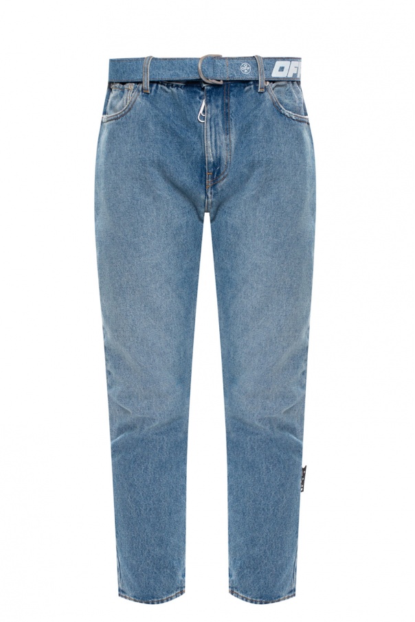 Off-White Ripped Knee Wash Jennifer Cropped Jeans